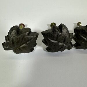 Set of 10 Leaf Drawer Knobs Pulls Rustic Cast Iron Cabinet Hardware Bronze
